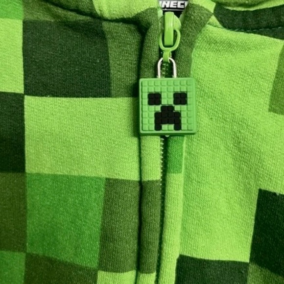 Minecraft Creeper Character Kids Full-Zip Hoodie (L) - Picture 13 of 16